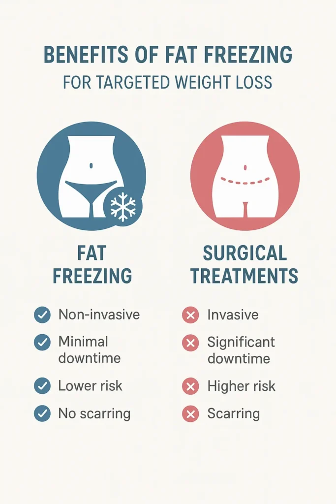 graphic showing the benefits of fat freezing New Cross